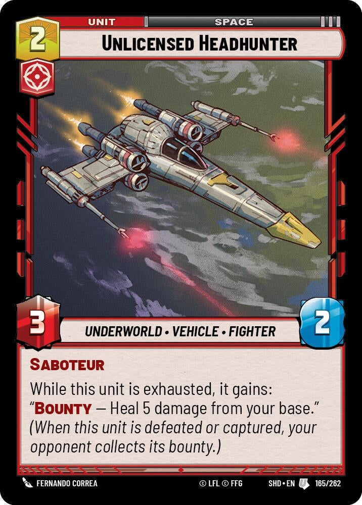 Image for Unlicensed Headhunter (Shadows of the Galaxy) (165/262) - Star Wars: Unlimited