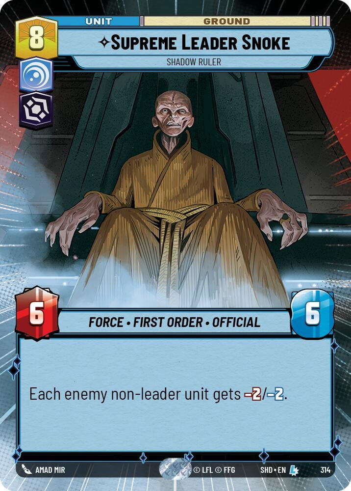 Image for Supreme Leader Snoke - Shadow Ruler (Hyperspace) (Shadows of the Galaxy) (314) - Star Wars: Unlimited