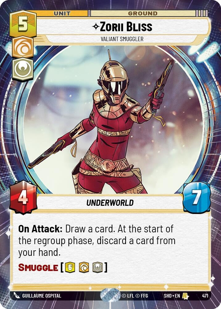 Image for Zorii Bliss - Valiant Smuggler (Hyperspace) (Shadows of the Galaxy) (471) - Star Wars: Unlimited