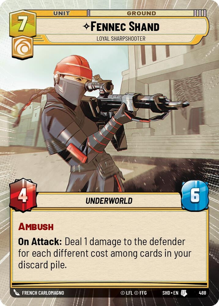 Image for Fennec Shand - Loyal Sharpshooter (Hyperspace) (Shadows of the Galaxy) (488) - Star Wars: Unlimited