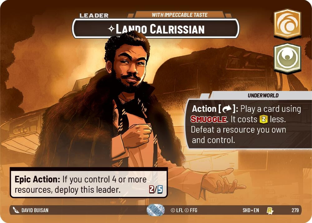 Image for Lando Calrissian - With Impeccable Taste (Showcase) (Shadows of the Galaxy) (279) - Star Wars: Unlimited