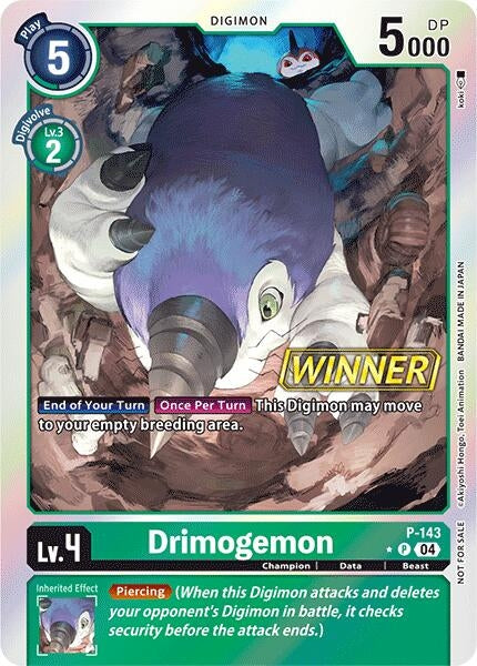Image for Drimogemon - P-143 (Store Tournament 2024 Jul. - Sep. Winner Pack) - Digimon Card Game