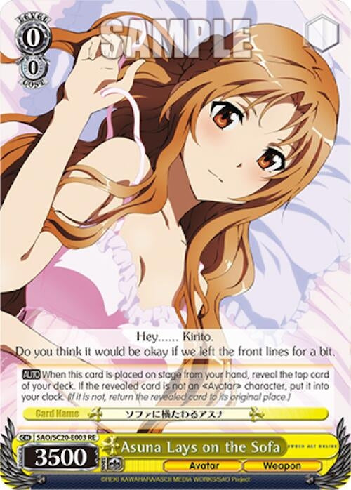 Image for Asuna Lays on the Sofa (Sword Art Online Chronicle Set) (SAO/SC20-E003 RE) - Weiss Schwarz