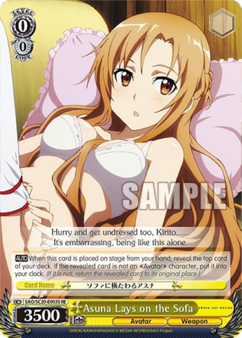 Image for Asuna Lays on the Sofa (SR) (Sword Art Online Chronicle Set) (SAO/SC20-E003S RE) - Weiss Schwarz