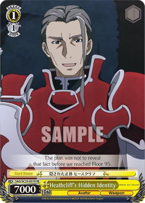 Image for Heathcliff's Hidden Identity (Sword Art Online Chronicle Set) (SAO/S20-E019 RE) - Weiss Schwarz