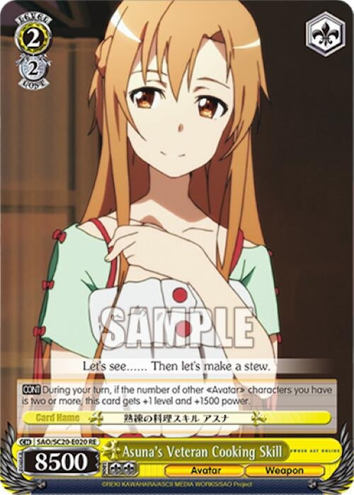 Image for Asuna's Veteran Cooking Skill (Sword Art Online Chronicle Set) (SAO/S20-E020 RE) - Weiss Schwarz