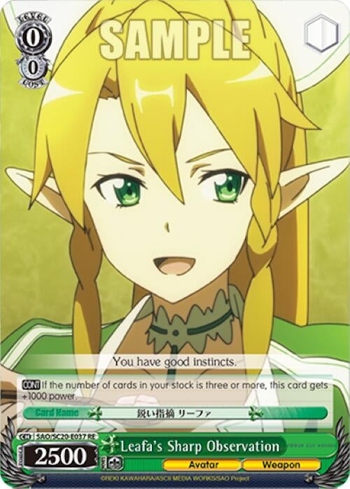 Image for Leafa's Sharp Observation (Sword Art Online Chronicle Set) (SAO/SC20-E037 RE) - Weiss Schwarz