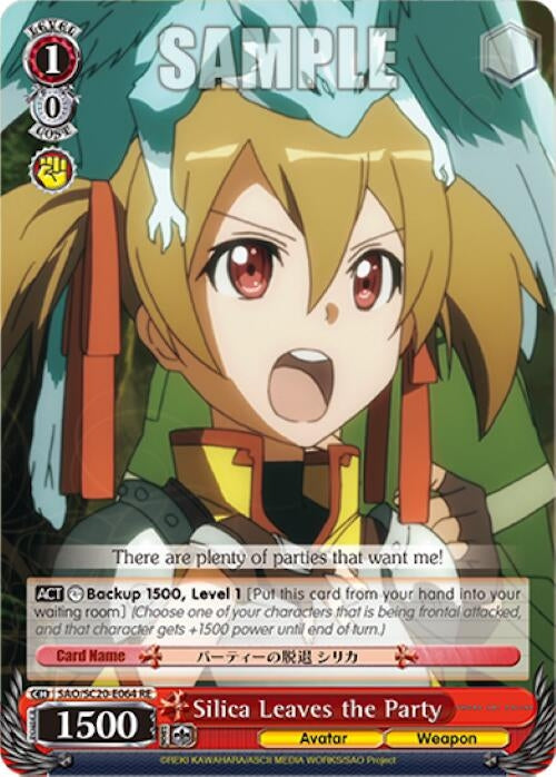 Image for Silica Leaves the Party (Sword Art Online Chronicle Set) (SAO/SC20-E064 RE) - Weiss Schwarz