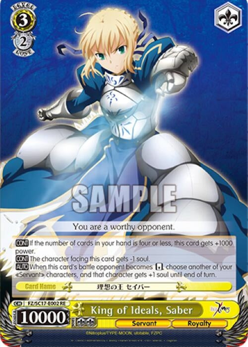Image for King of Ideals, Saber (Fate/Zero Chronicle Set) (FZ/SC17-E002 RE) - Weiss Schwarz