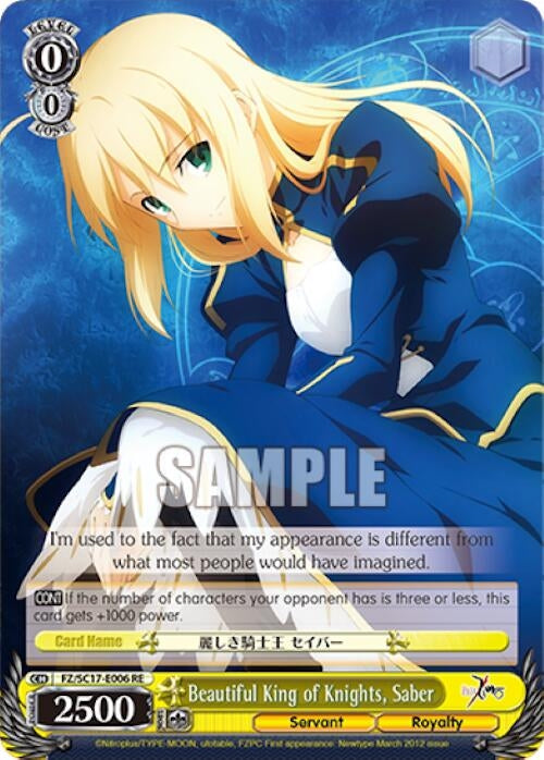 Image for Beautiful King of Knights, Saber (Fate/Zero Chronicle Set) (FZ/SC17-E006 RE) - Weiss Schwarz