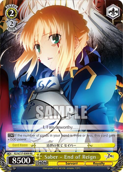 Image for Saber - End of Reign (Fate/Zero Chronicle Set) (FZ/SC17-E009 RE) - Weiss Schwarz