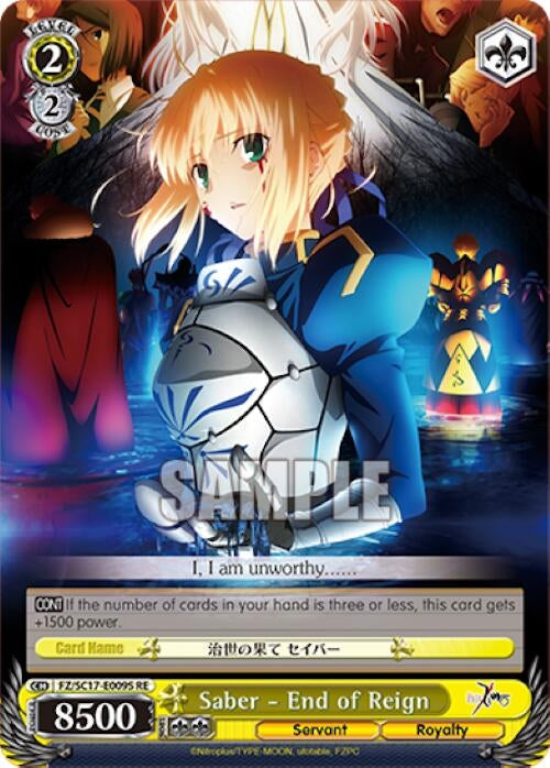 Image for Saber - End of Reign (SR) (Fate/Zero Chronicle Set) (FZ/SC17-E009S RE) - Weiss Schwarz