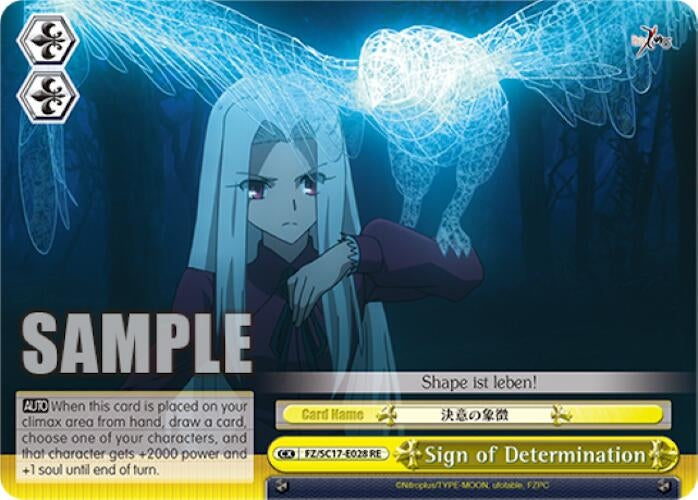 Image for Sign of Determination (Fate/Zero Chronicle Set) (FZ/SC17-E028 RE) - Weiss Schwarz