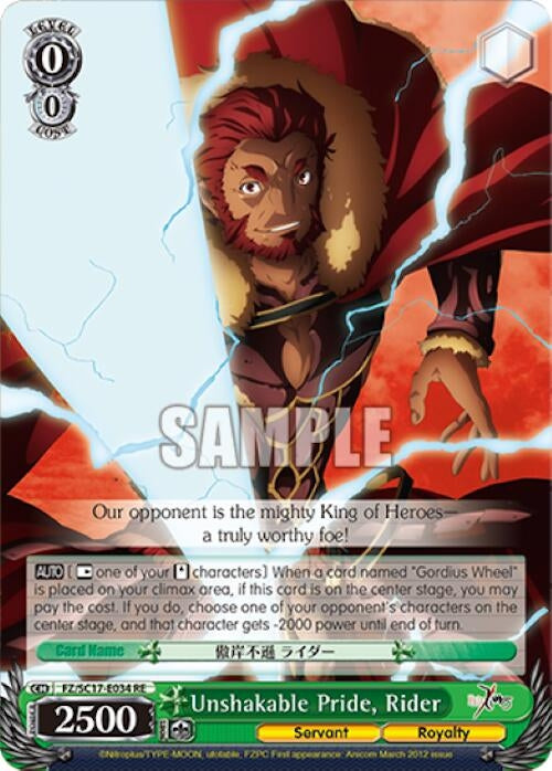 Image for Unshakable Pride, Rider (Fate/Zero Chronicle Set) (FZ/SC17-E034 RE) - Weiss Schwarz