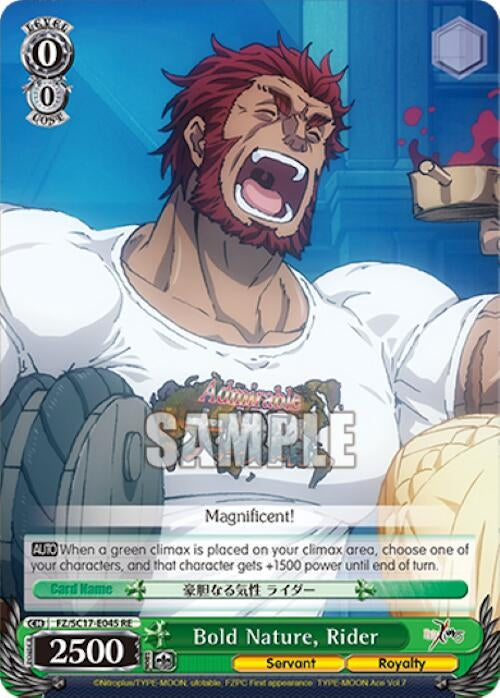 Image for Bold Nature, Rider (Fate/Zero Chronicle Set) (FZ/SC17-E045 RE) - Weiss Schwarz