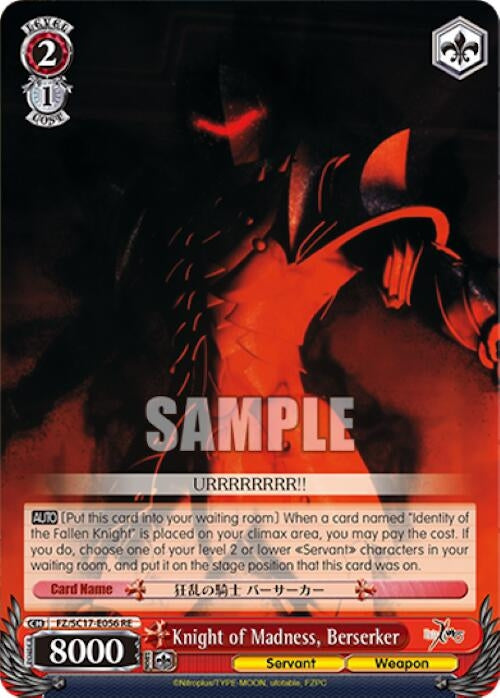 Image for Knight of Madness, Berserker (Fate/Zero Chronicle Set) (FZ/SC17-E056 RE) - Weiss Schwarz