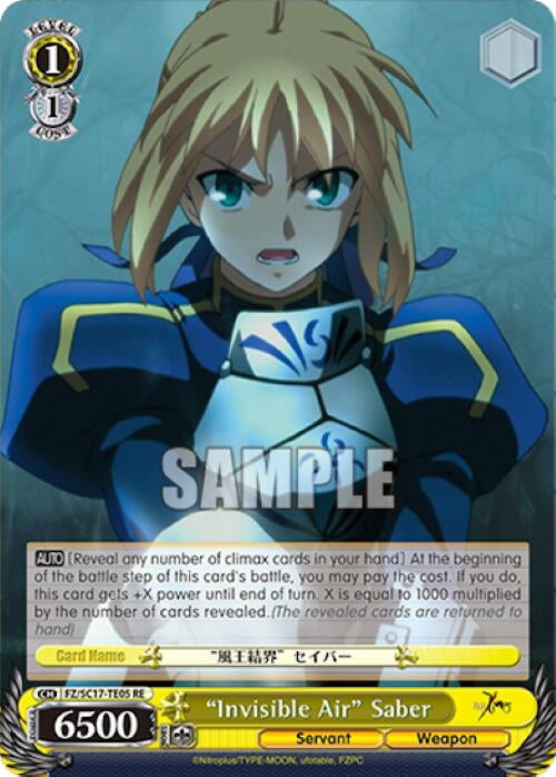 Image for "Invisible Air" Saber (TD) (Fate/Zero Chronicle Set) (FZ/SC17-TE05 RE) - Weiss Schwarz