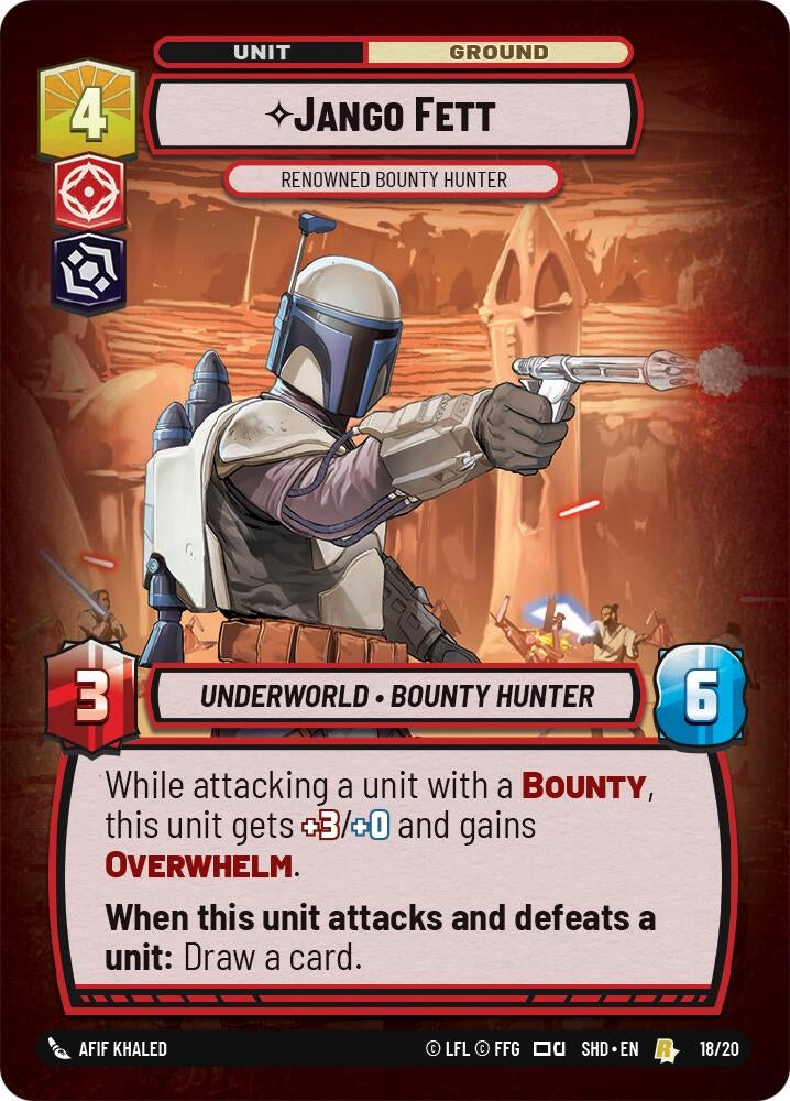Image for Jango Fett - Renowned Bounty Hunter (Shadows of the Galaxy: Weekly Play Promos) (18/20) - Star Wars: Unlimited