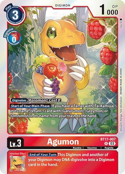 Image for Agumon (BT17) (BT17-007 R) - Digimon Card Game