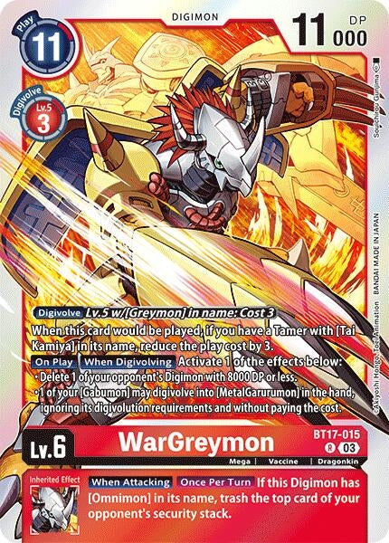 Image for WarGreymon (BT17) (BT17-015 R) - Digimon Card Game