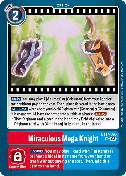 Image for Miraculous Mega Knight (BT17) (BT17-095 U) - Digimon Card Game