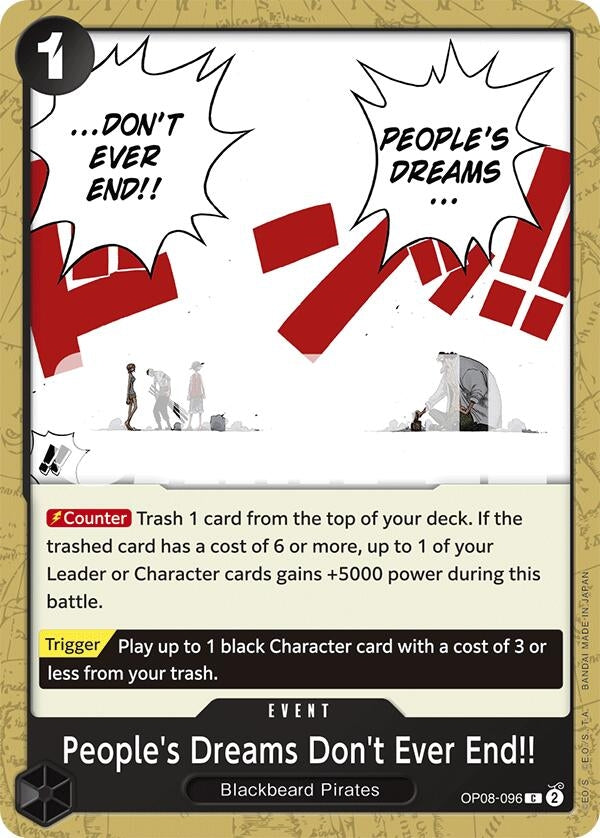 Image for People's Dreams Don't Ever End!! (Two Legends) (OP08-096) - One Piece Card Game