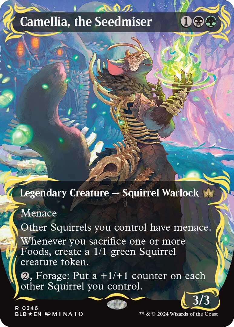 Image for Camellia, the Seedmiser (Borderless) (Raised Foil) (Bloomburrow) (346) - Magic: The Gathering