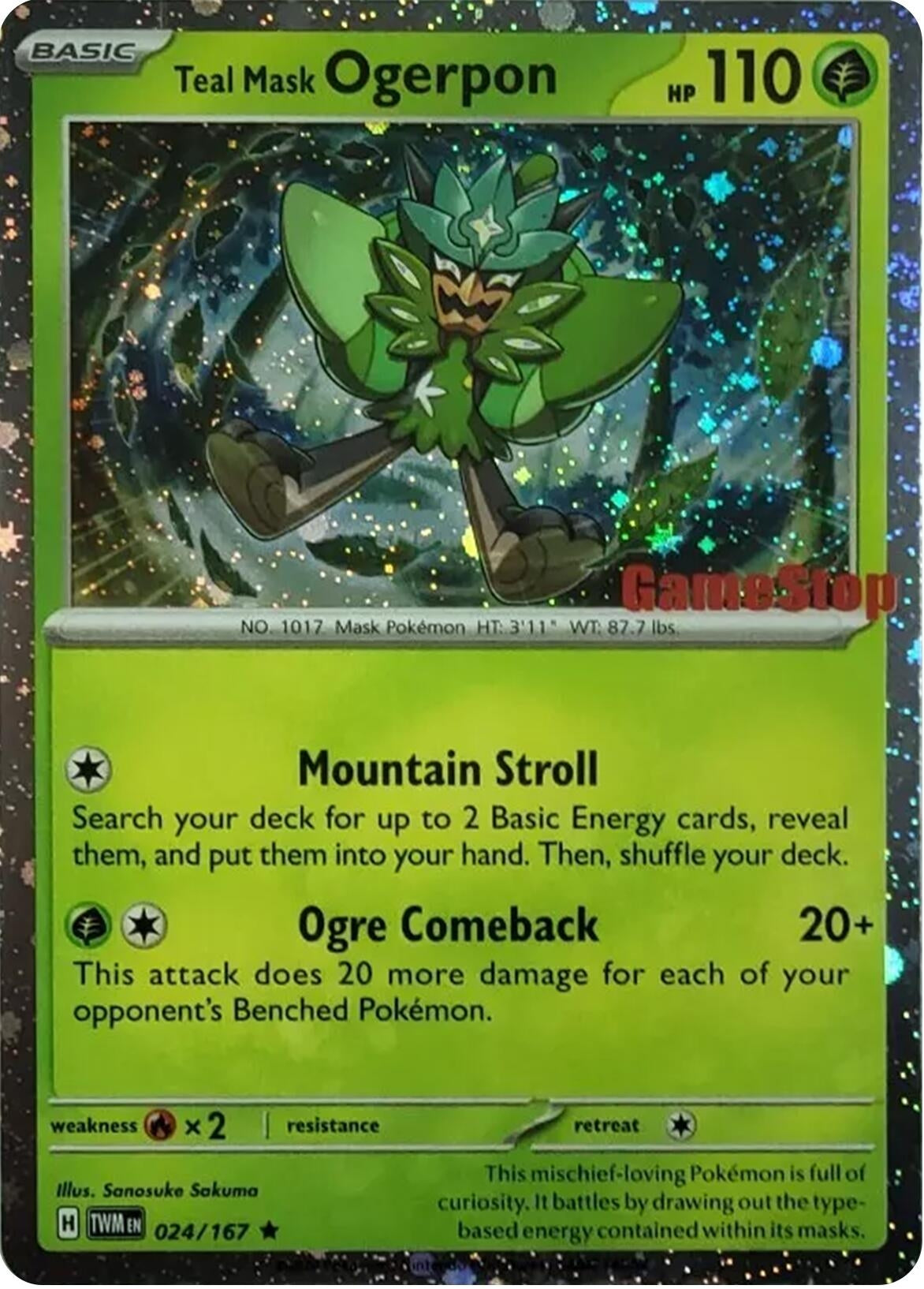 Image for Teal Mask Ogerpon (Cosmos Holo) (Gamestop Exclusive) (Miscellaneous Cards & Products) (024/167) - Pokemon