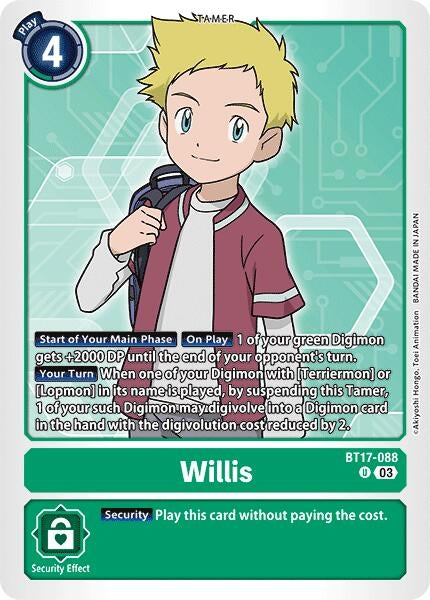 Image for Willis (BT17) (BT17-088 U) - Digimon Card Game