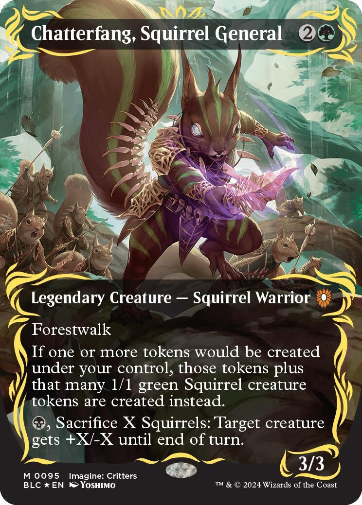 Image for Chatterfang, Squirrel General (Borderless) (Raised Foil) (Commander: Bloomburrow) (95) - Magic: The Gathering