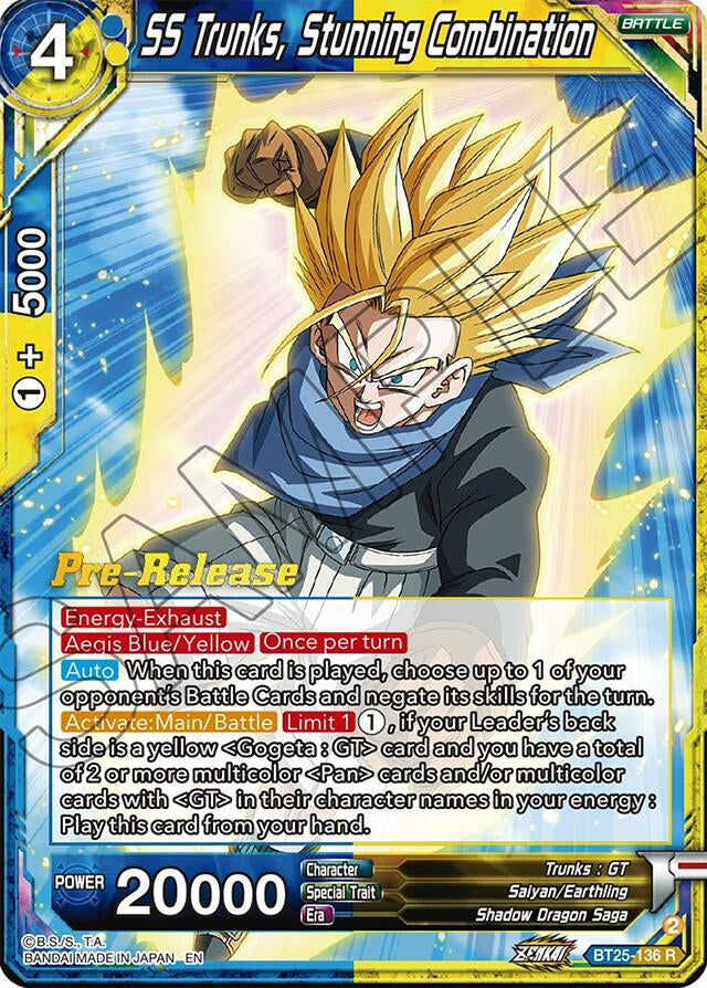 Image for SS Trunks, Stunning Combination (Legend of the Dragon Balls Pre-Release Cards) (BT25-136) - Dragon Ball Super: Masters