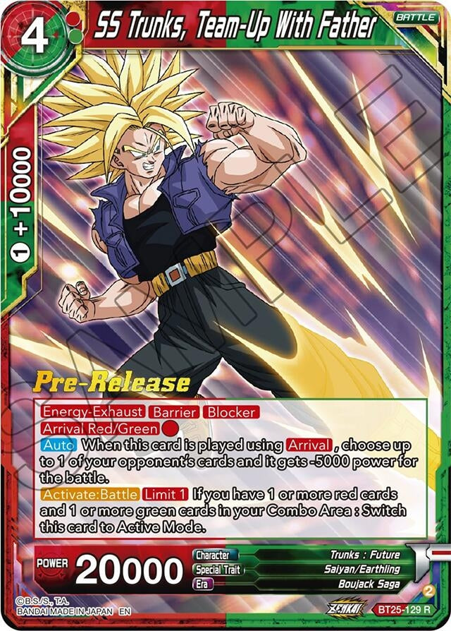 Image for SS Trunks, Team-Up With Father (Legend of the Dragon Balls Pre-Release Cards) (BT25-129) - Dragon Ball Super: Masters