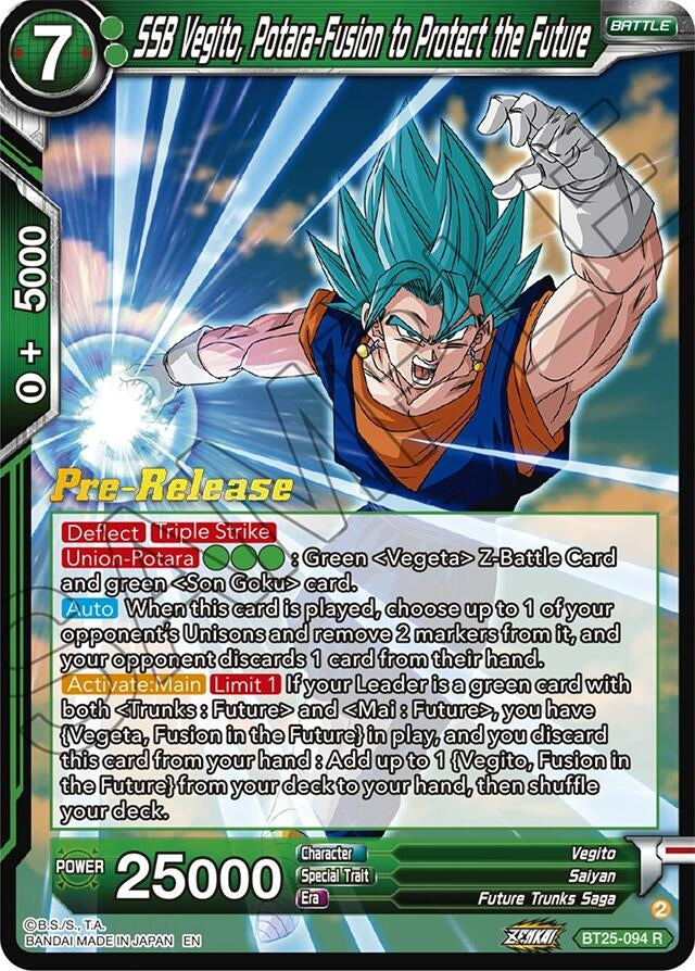 Image for SSB Vegito, Potara-Fusion to Protect the Future (Legend of the Dragon Balls Pre-Release Cards) (BT25-094) - Dragon Ball Super: Masters