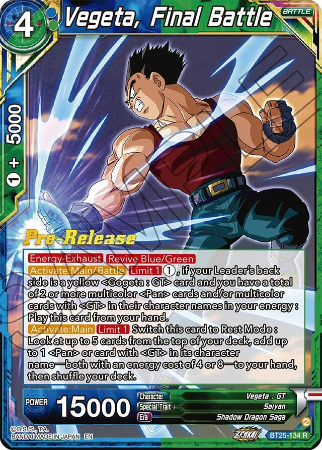 Image for Vegeta, Final Battle (Legend of the Dragon Balls Pre-Release Cards) (BT25-134) - Dragon Ball Super: Masters