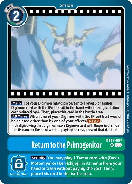 Image for Return to the Primogenitor (BT17) (BT17-097 U) - Digimon Card Game