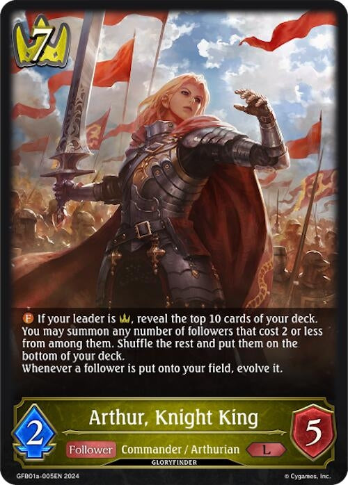 Image for Arthur, Knight King (GFB01: Guide to Glory) (GFB01a-005EN) - Shadowverse: Evolve