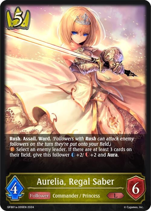 Image for Aurelia, Regal Saber (GFB01: Guide to Glory) (GFB01a-009EN) - Shadowverse: Evolve