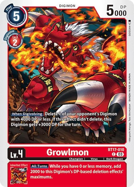 Image for Growlmon (BT17) (BT17-010 C) - Digimon Card Game