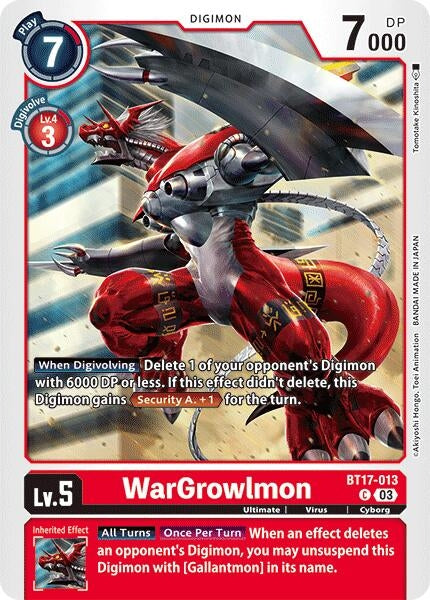 Image for WarGrowlmon (BT17) (BT17-013 C) - Digimon Card Game