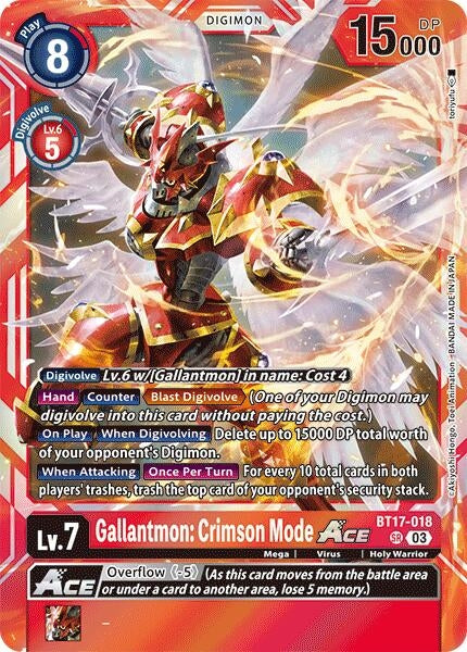 Image for Gallantmon: Crimson Mode ACE (BT17) (BT17-018 SR) - Digimon Card Game