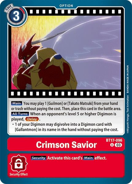 Image for Crimson Savior (BT17) (BT17-096 U) - Digimon Card Game