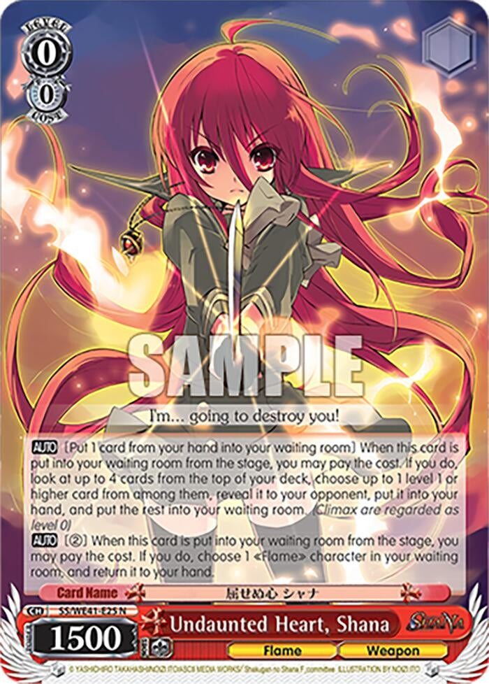 Image for Undaunted Heart, Shana (Shakugan no Shana Premium Booster) (SS/WE41-E25 N) - Weiss Schwarz