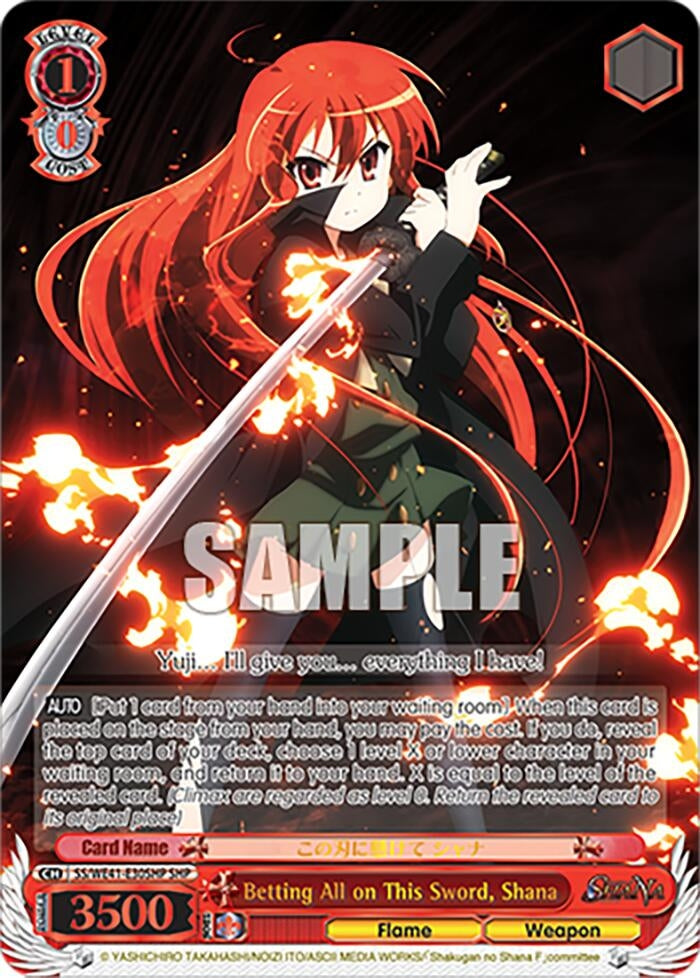 Image for Betting All on This Sword, Shana (SHP) (Shakugan no Shana Premium Booster) (SS/WE41-E30SHP SHP) - Weiss Schwarz