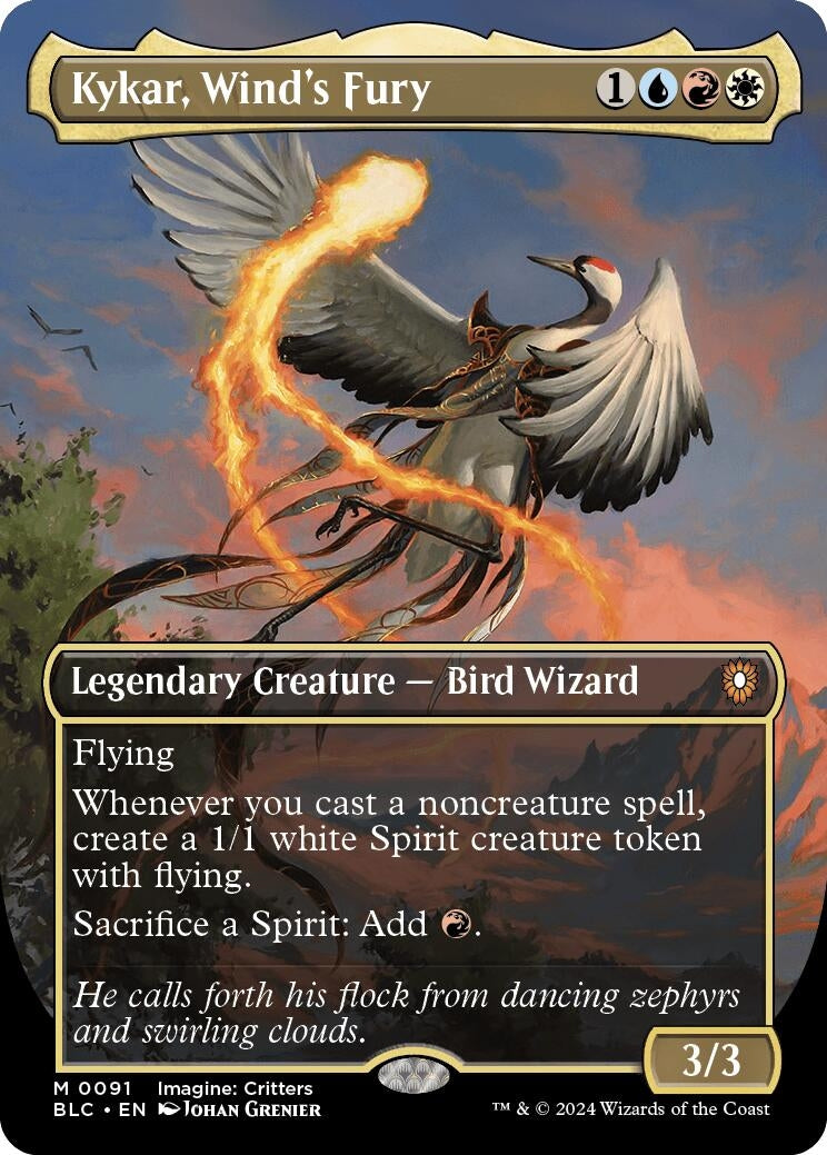 Image for Kykar, Wind's Fury (Borderless) (Commander: Bloomburrow) (91) - Magic: The Gathering