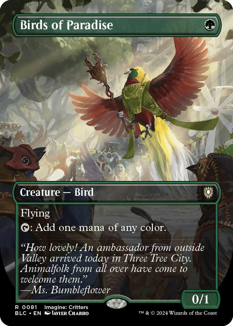 Image for Birds of Paradise (Borderless) (Commander: Bloomburrow) (81) - Magic: The Gathering