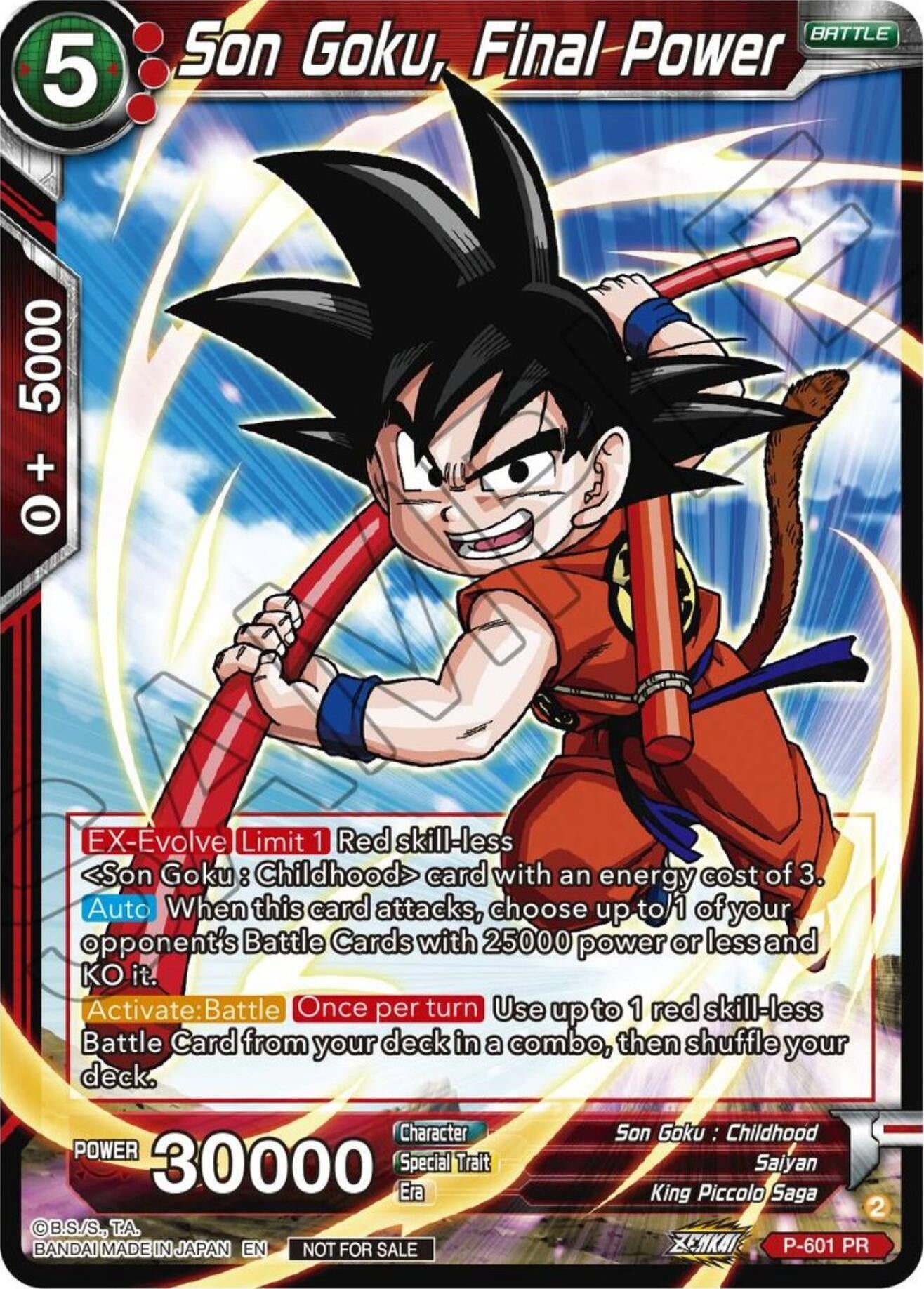 Image for Son Goku, Final Power (Zenkai Series Tournament Pack Vol.8) (Tournament Promotion Cards) (P-601) - Dragon Ball Super: Masters