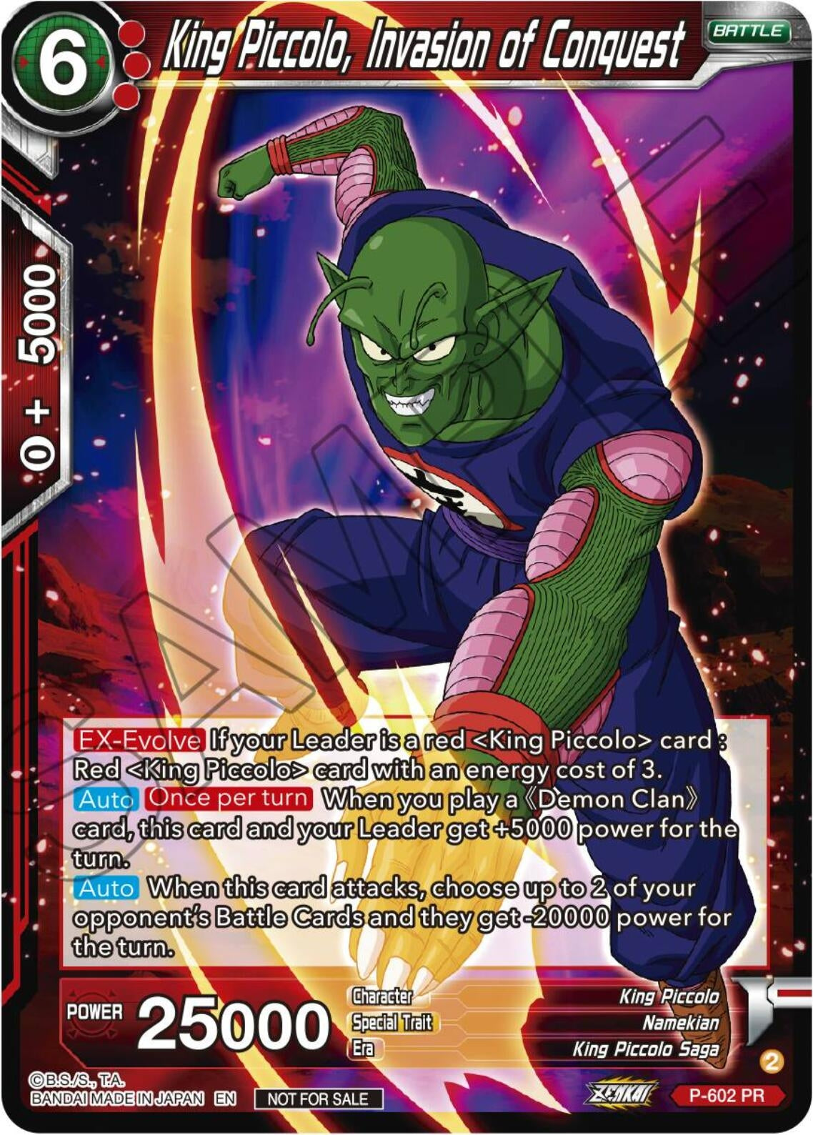 Image for King Piccolo, Invasion of Conquest (Zenkai Series Tournament Pack Vol.8) (Tournament Promotion Cards) (P-602) - Dragon Ball Super: Masters