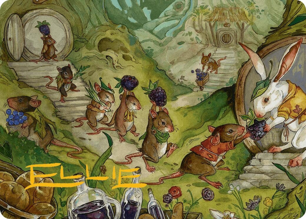 Image for For the Common Good Art Card (43/54) (Gold-Stamped Signature) (Art Series: Bloomburrow) (43) - Magic: The Gathering