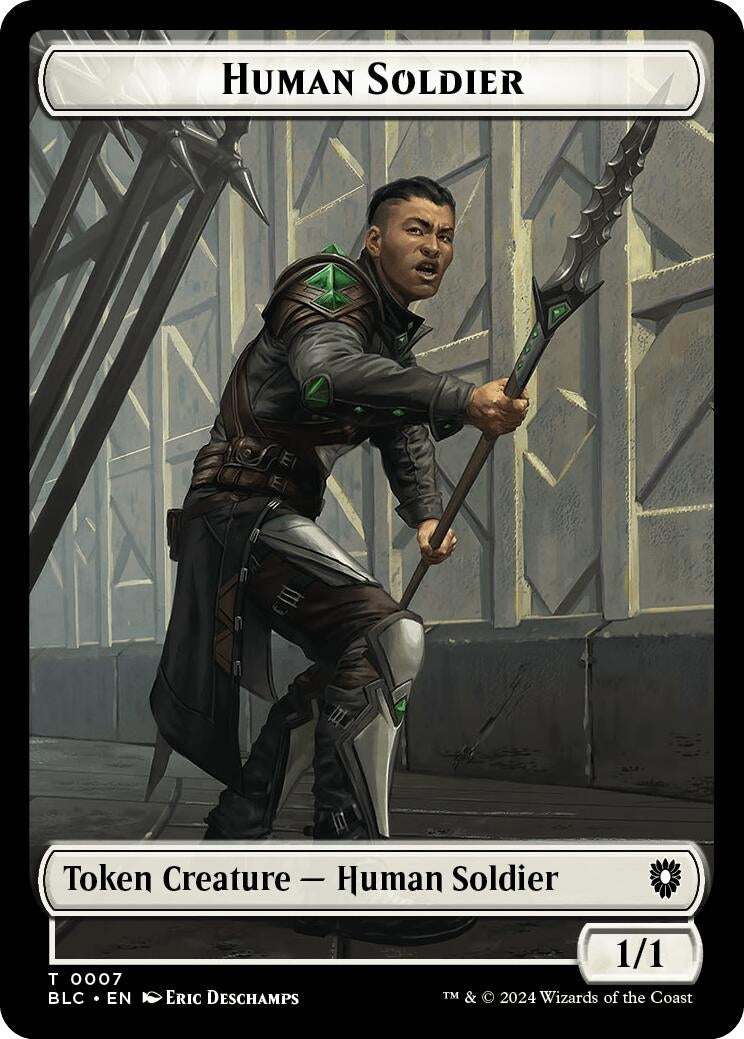 Image for Human Soldier // Wolf (0035) Double-Sided Token (Commander: Bloomburrow) (7 // 35) - Magic: The Gathering