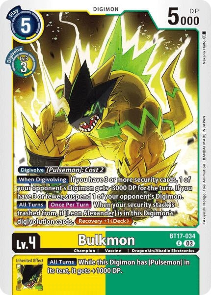 Image for Bulkmon (BT17) (BT17-034 C) - Digimon Card Game